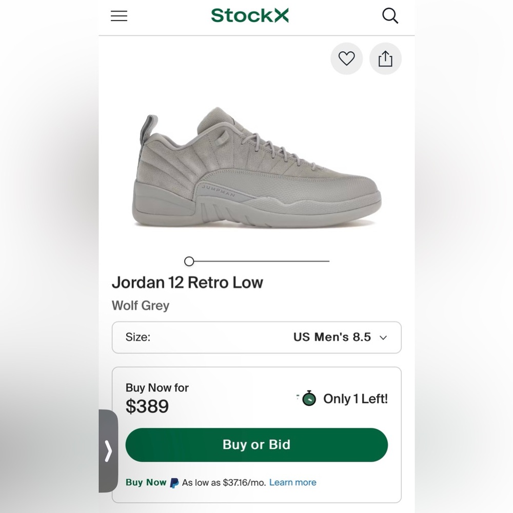 JORDAN 12 LOW RETRO 'WOLF GREY'